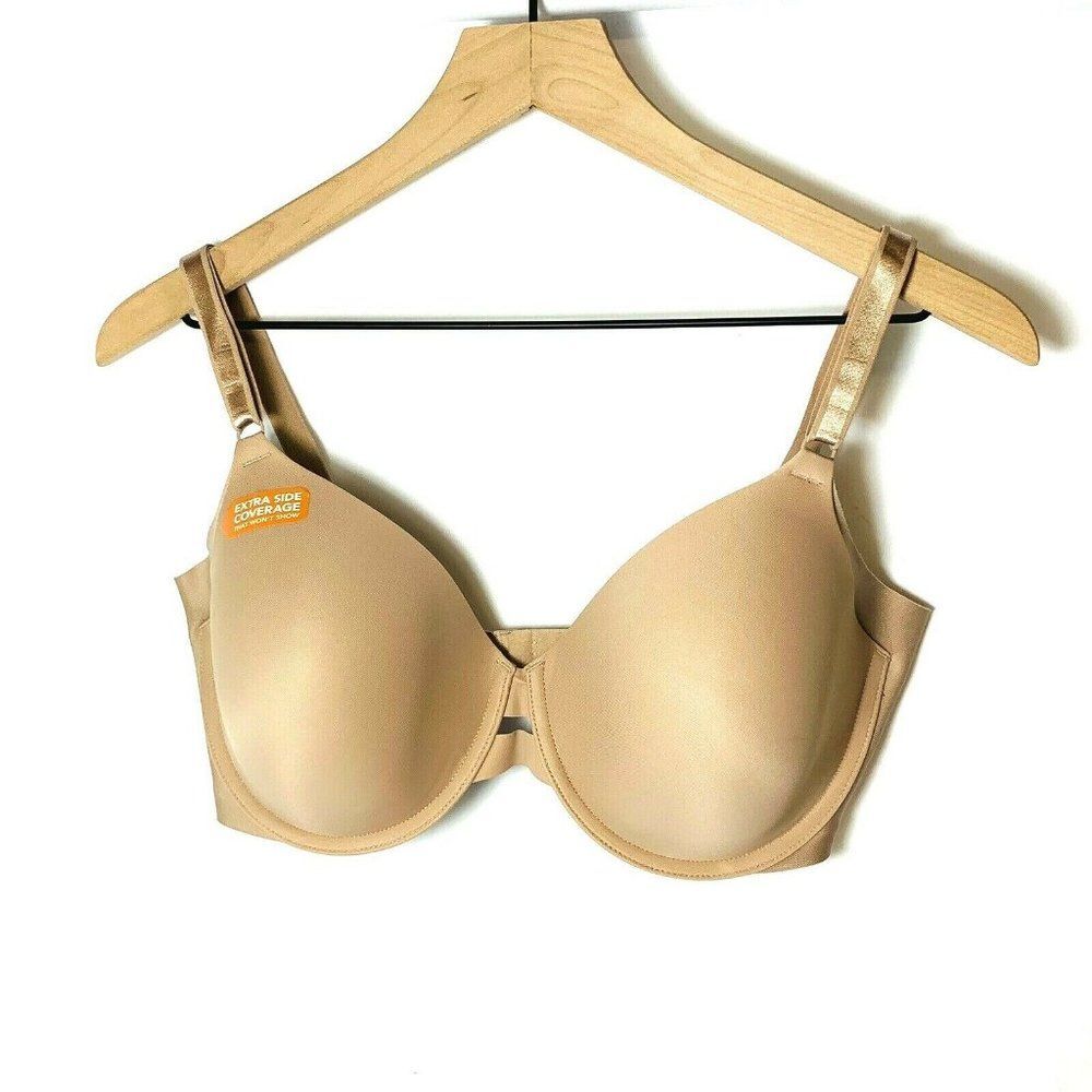 Warner's 36DD Underwire T-Shirt‎ Bra Nude Beige Extra Side Coverage NWT
